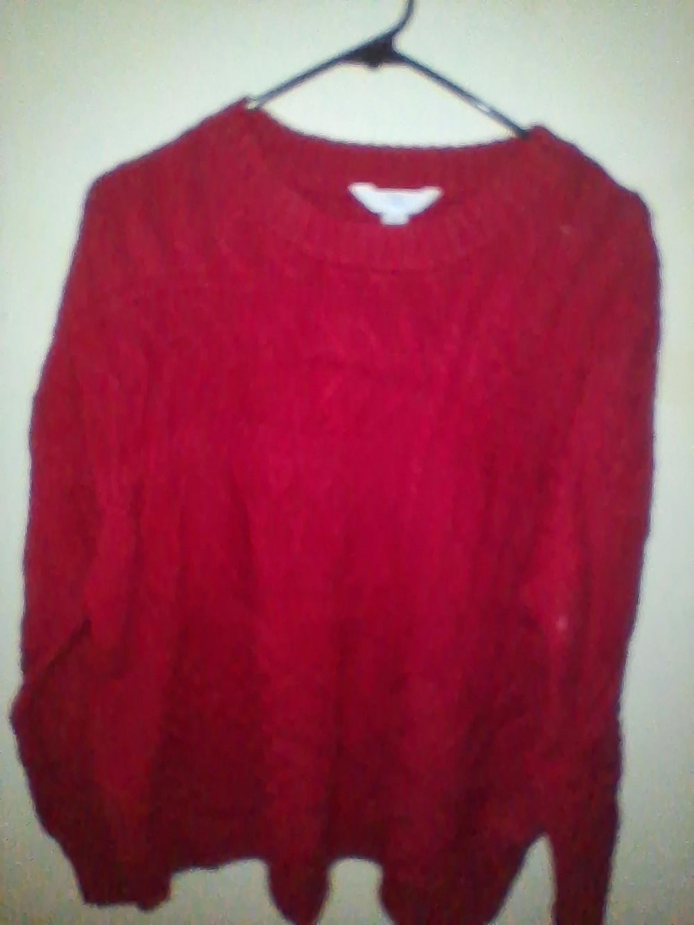 Time and Tru Red Cable Knit Crewneck Sweater